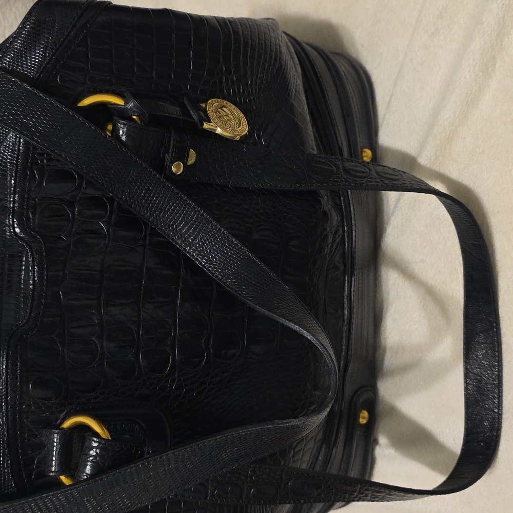 BRAHMIN Elegant Black Crocodile-Embossed Women's Bag